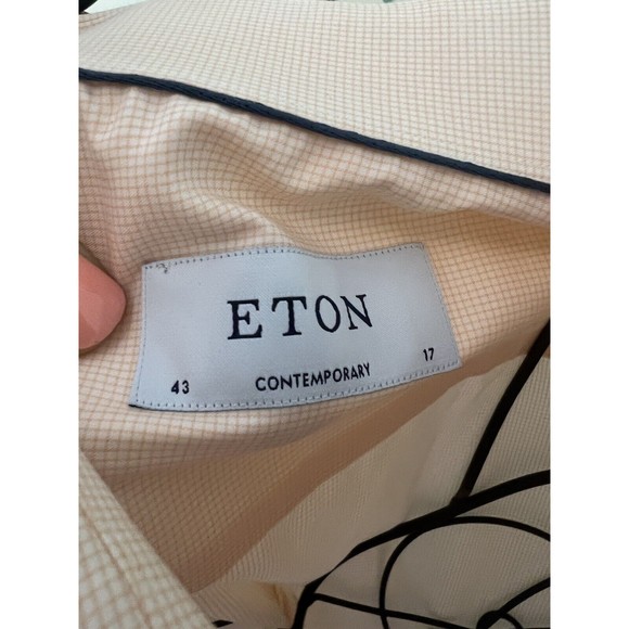 Eton Shirt Long Sleeve Button Front Men's Size 43 17 Contemporary York Peach - Picture 2 of 5